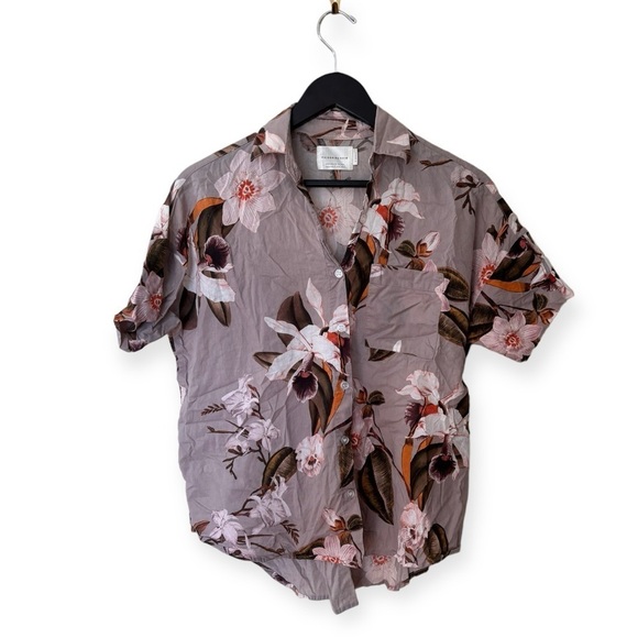 Maison Du Soir Gigi Violet Floral Pajama Top - Picture 2 of 4